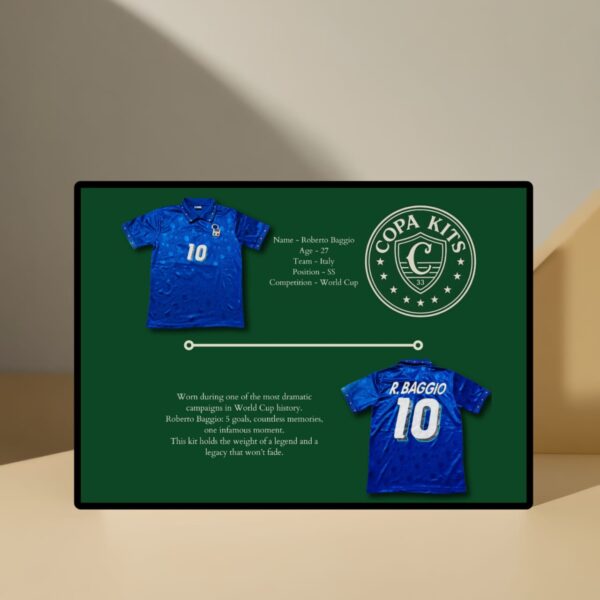 Roberto Baggio 1994 Italy World Cup jersey – original vintage kit from Florence, one-of-a-kind collectible by Copa Kits
